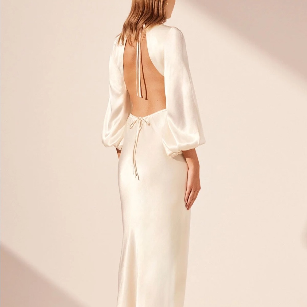 Shona Joy La Lune Open Back Balloon Midi Dress